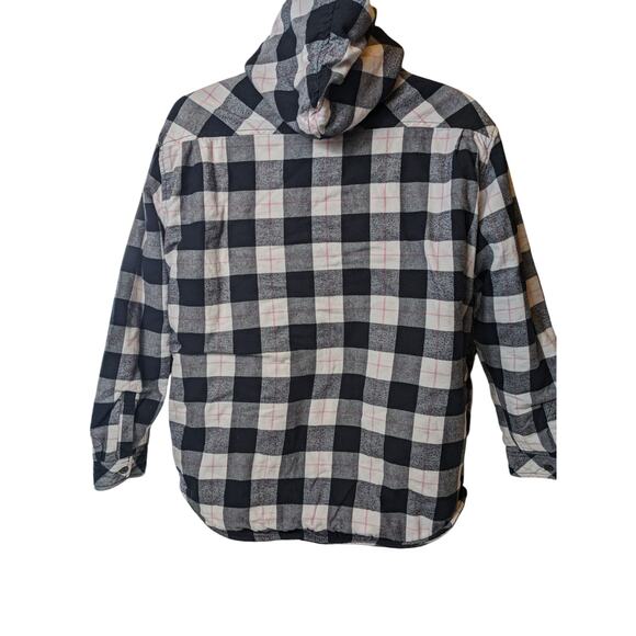 Boston Traders Flannel Jacket Shirt Womens XXL Sherpa Lined Hooded Plaid Shacket - Picture 15 of 15